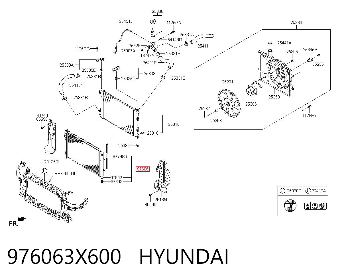 976063X600 Hyundai/Kia Radiador de aire acondicionado