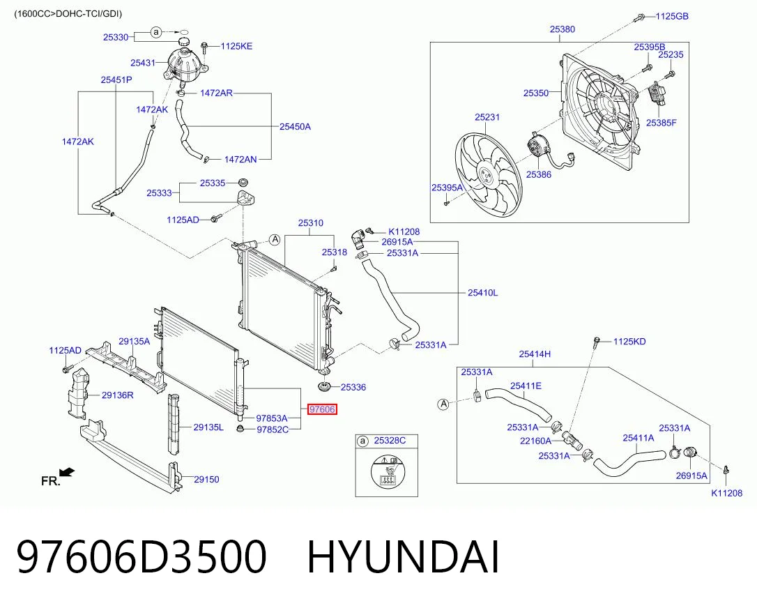 97606D3500 Hyundai/Kia Radiador de aire acondicionado