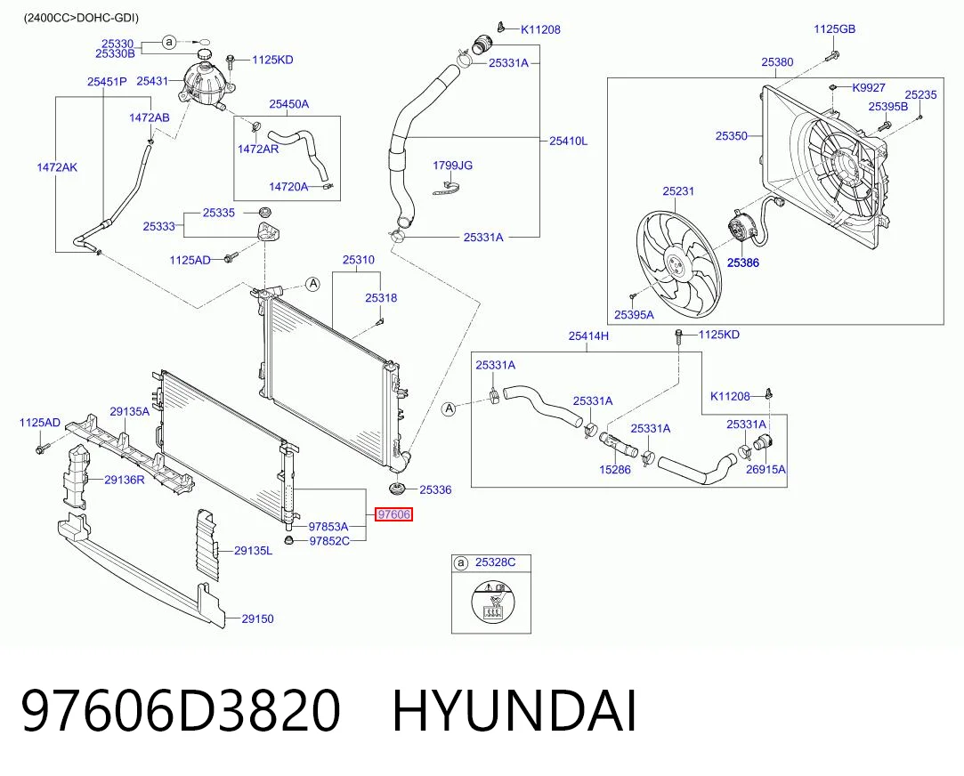 Condensador de aire acondicionado 97606D3820 HYUNDAI