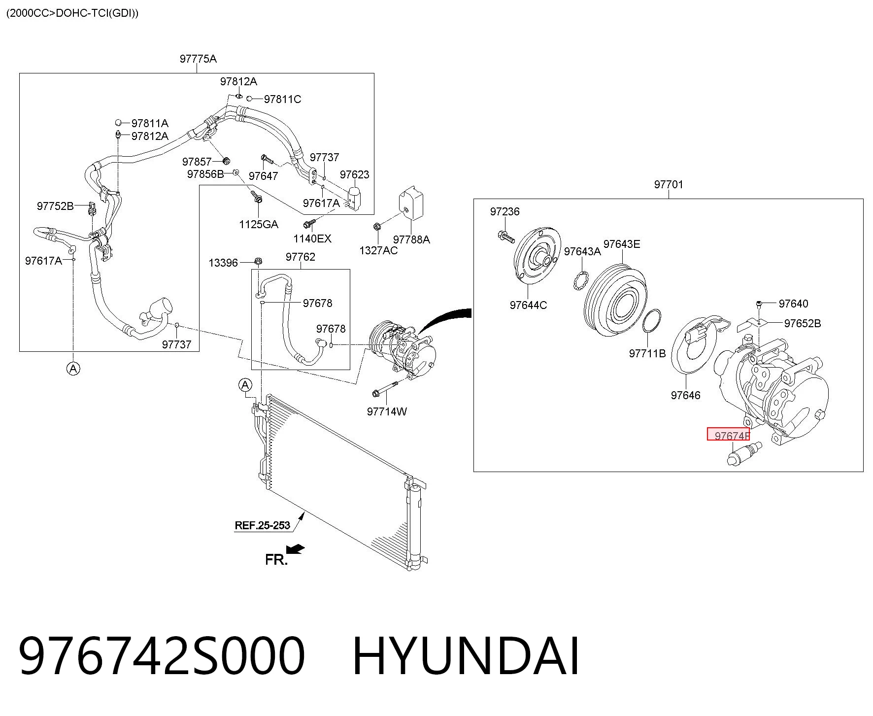 976742S000 Hyundai/Kia Válvula del compresor de aire acondicionado