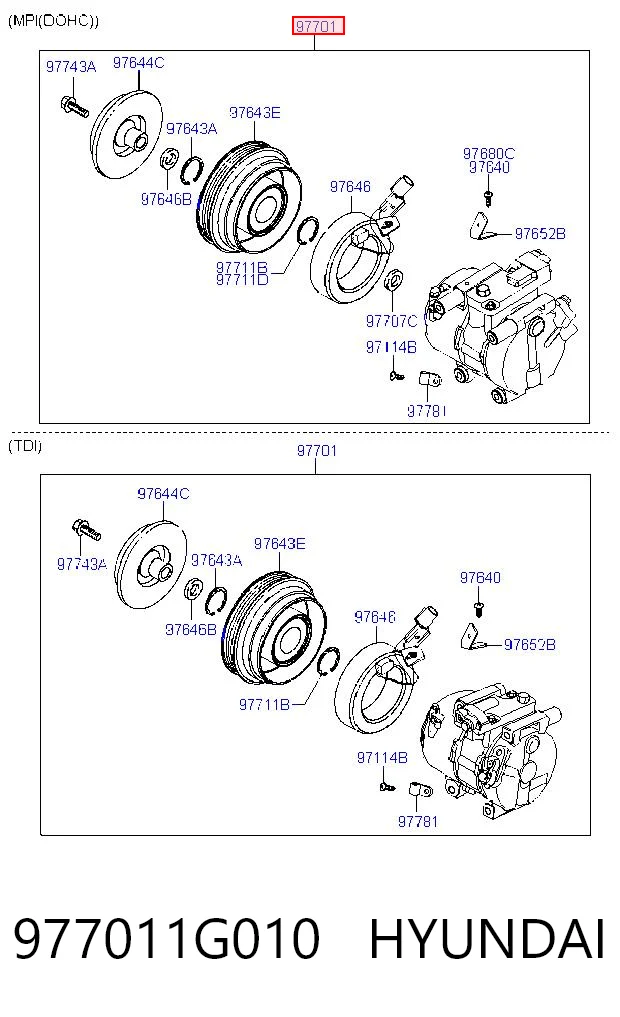 977011G010 Hyundai/Kia Compresor climatizador