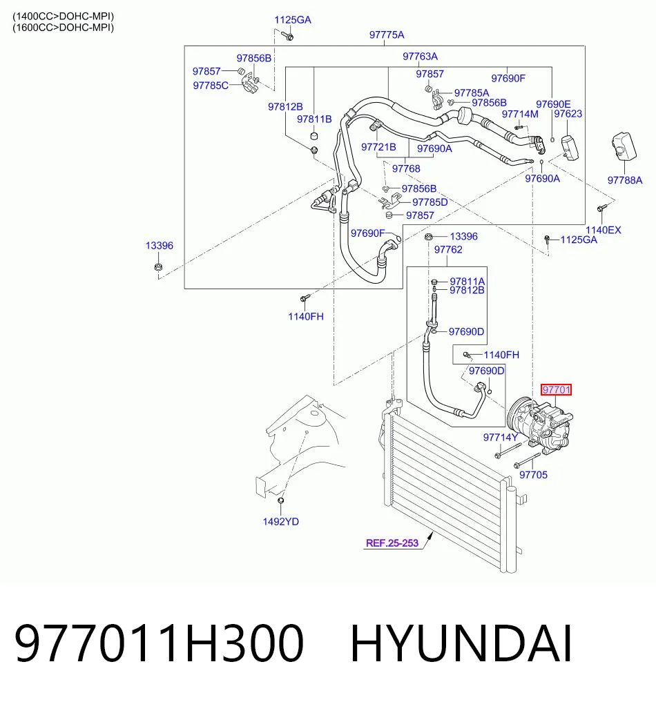Compresor de aire acondicionado 977012R340 HCC