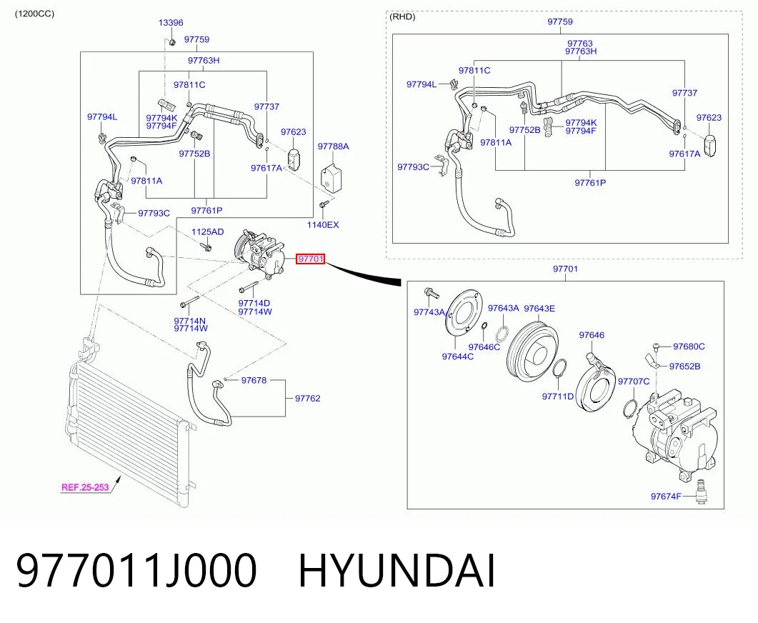 977011J000 Hyundai/Kia Compresor climatizador