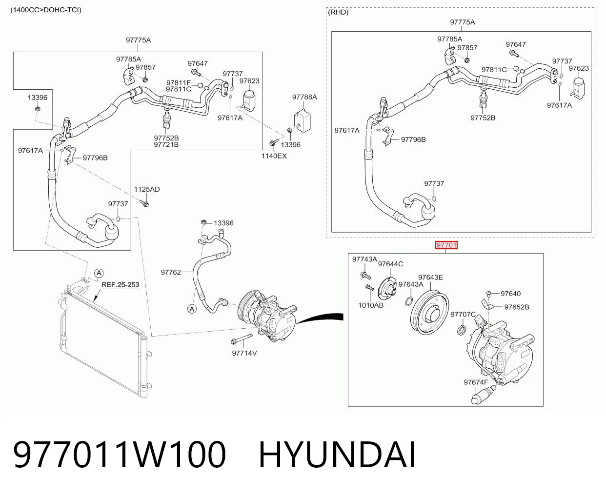 977011W100 Hyundai/Kia Compresor climatizador