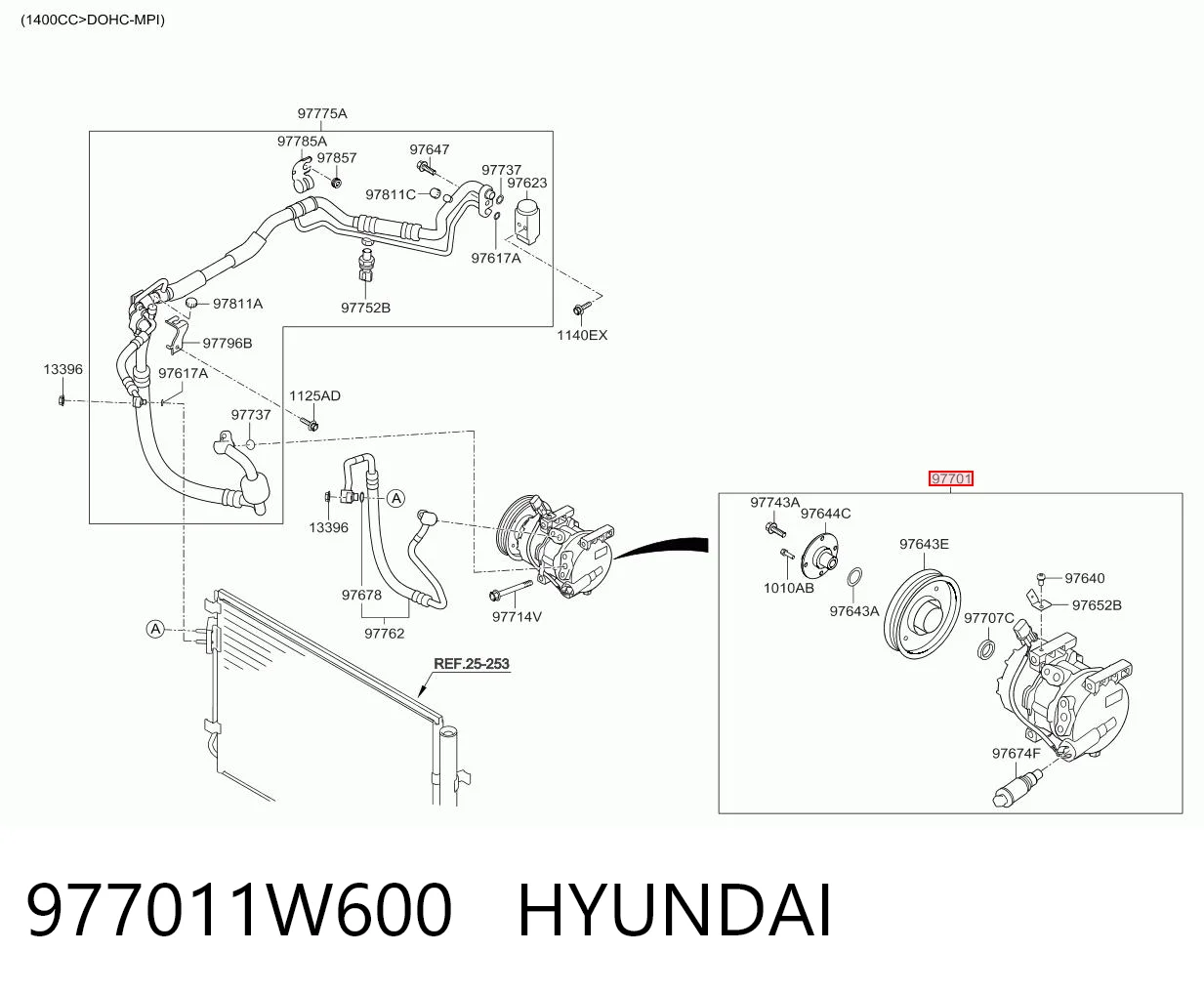 977011W600 Hyundai/Kia Compresor climatizador