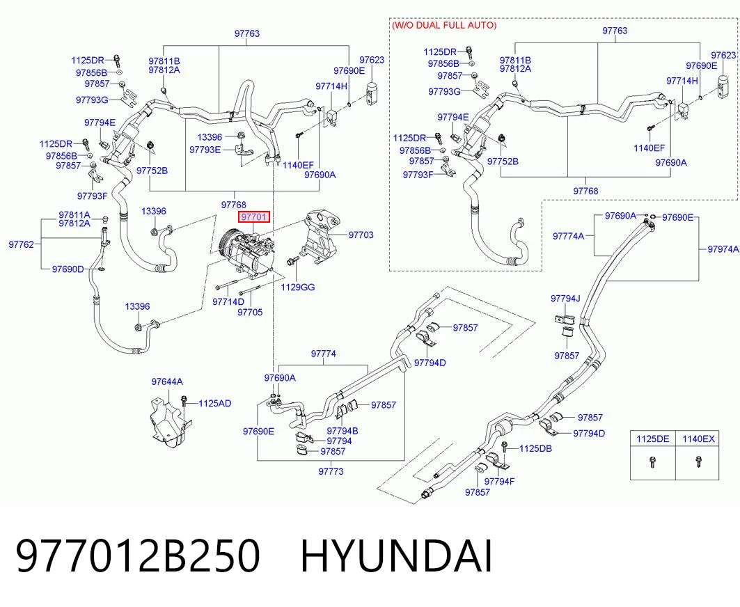 Compresor de aire acondicionado 977012B250 HYUNDAI