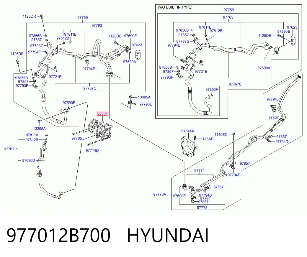 Compresor de aire acondicionado 977012B700 HYUNDAI