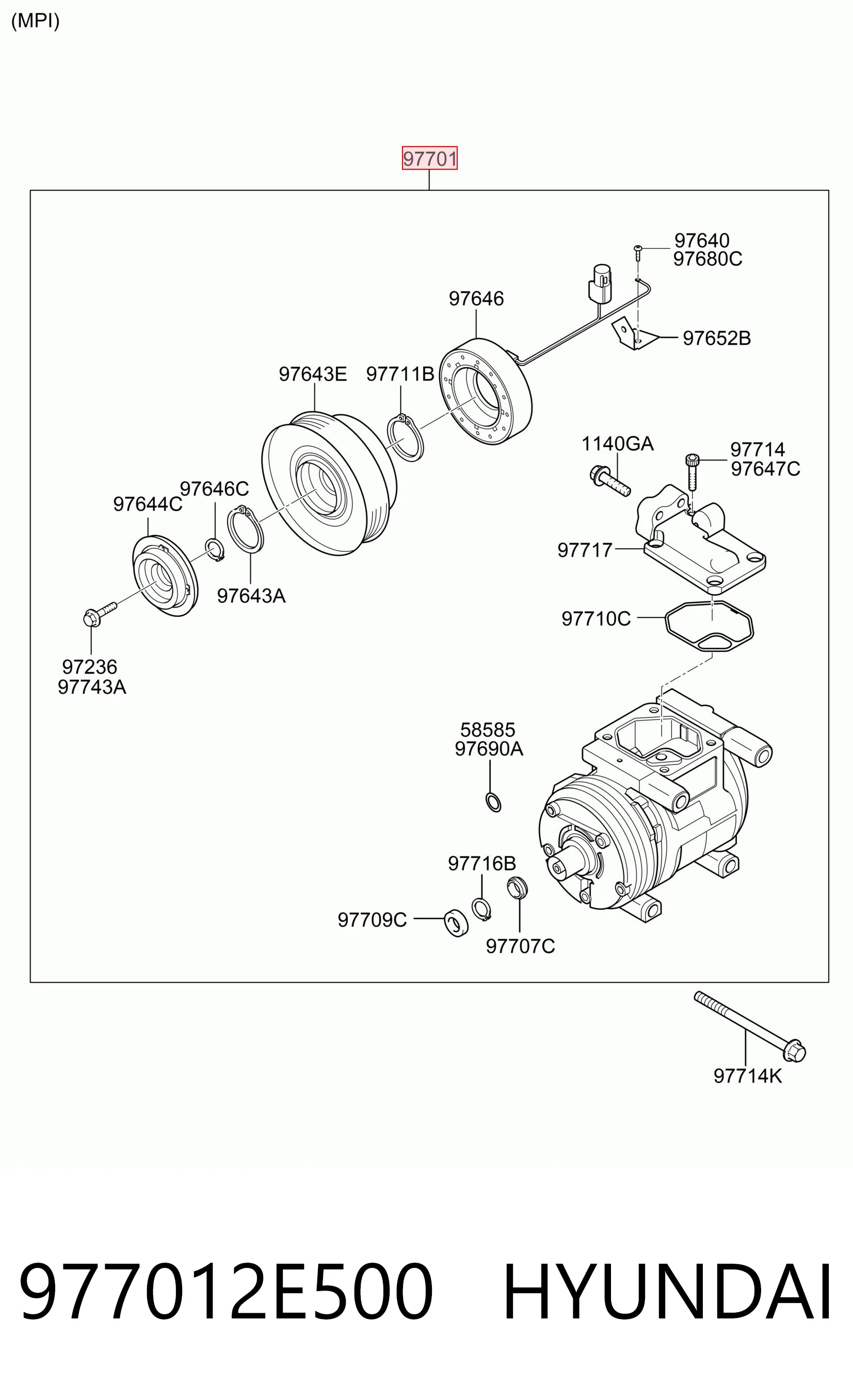 977012E500 Hyundai/Kia Compresor climatizador