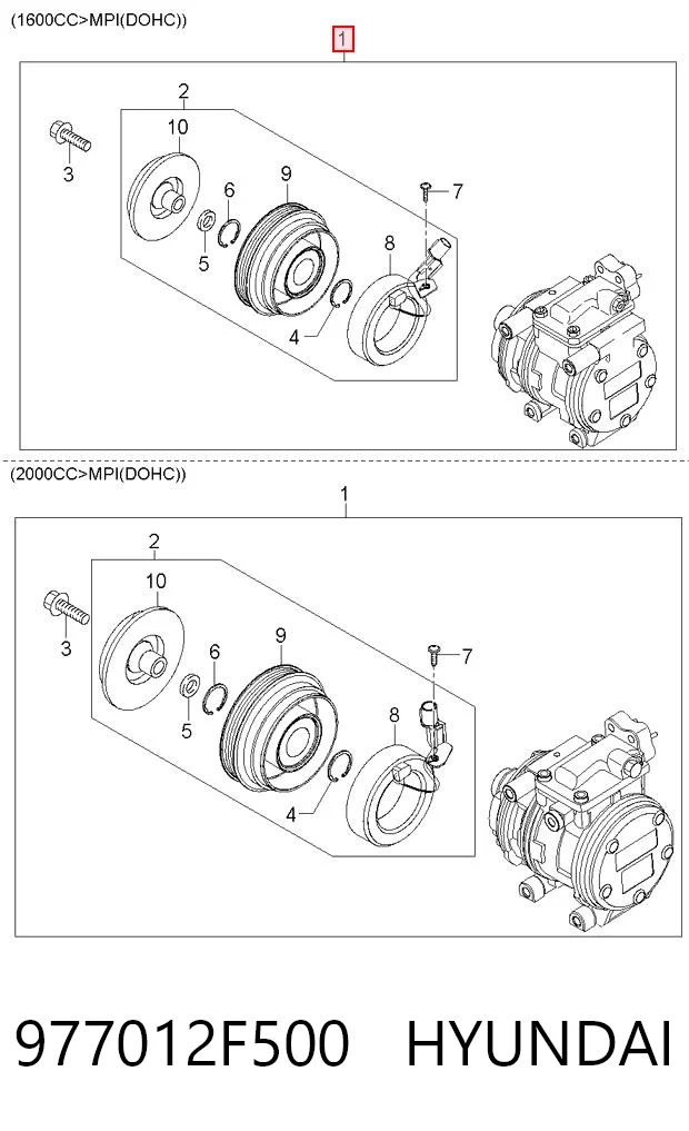 Compresor de aire acondicionado 977012F500 HYUNDAI