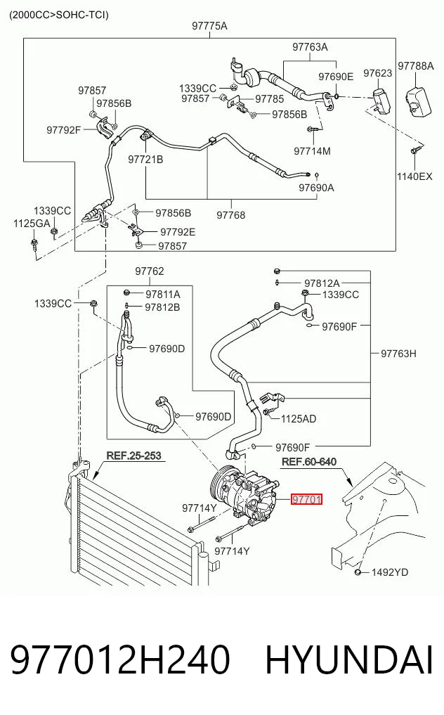 977012H240 Hyundai/Kia Compresor climatizador