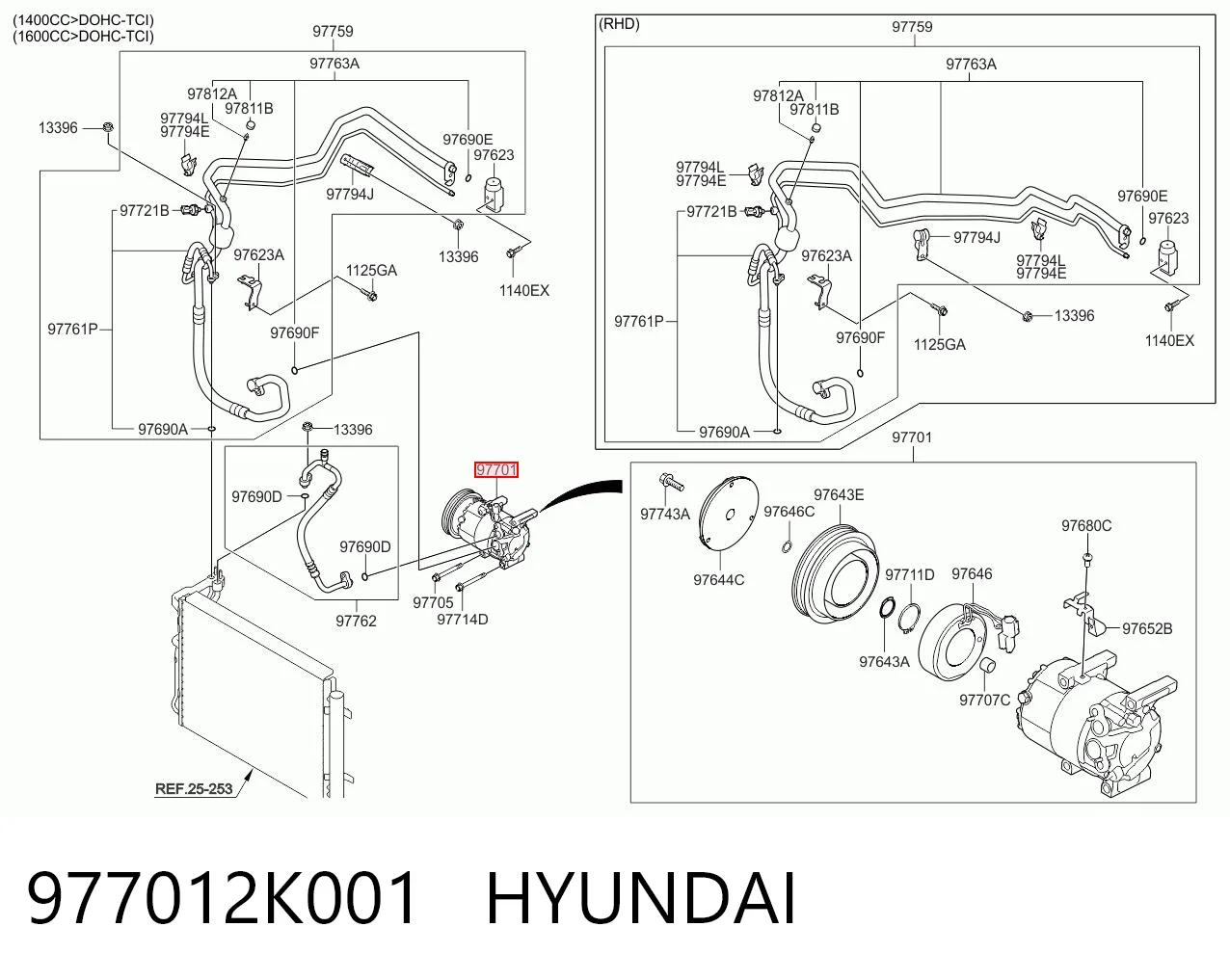 977012K001 Hyundai/Kia Compresor climatizador
