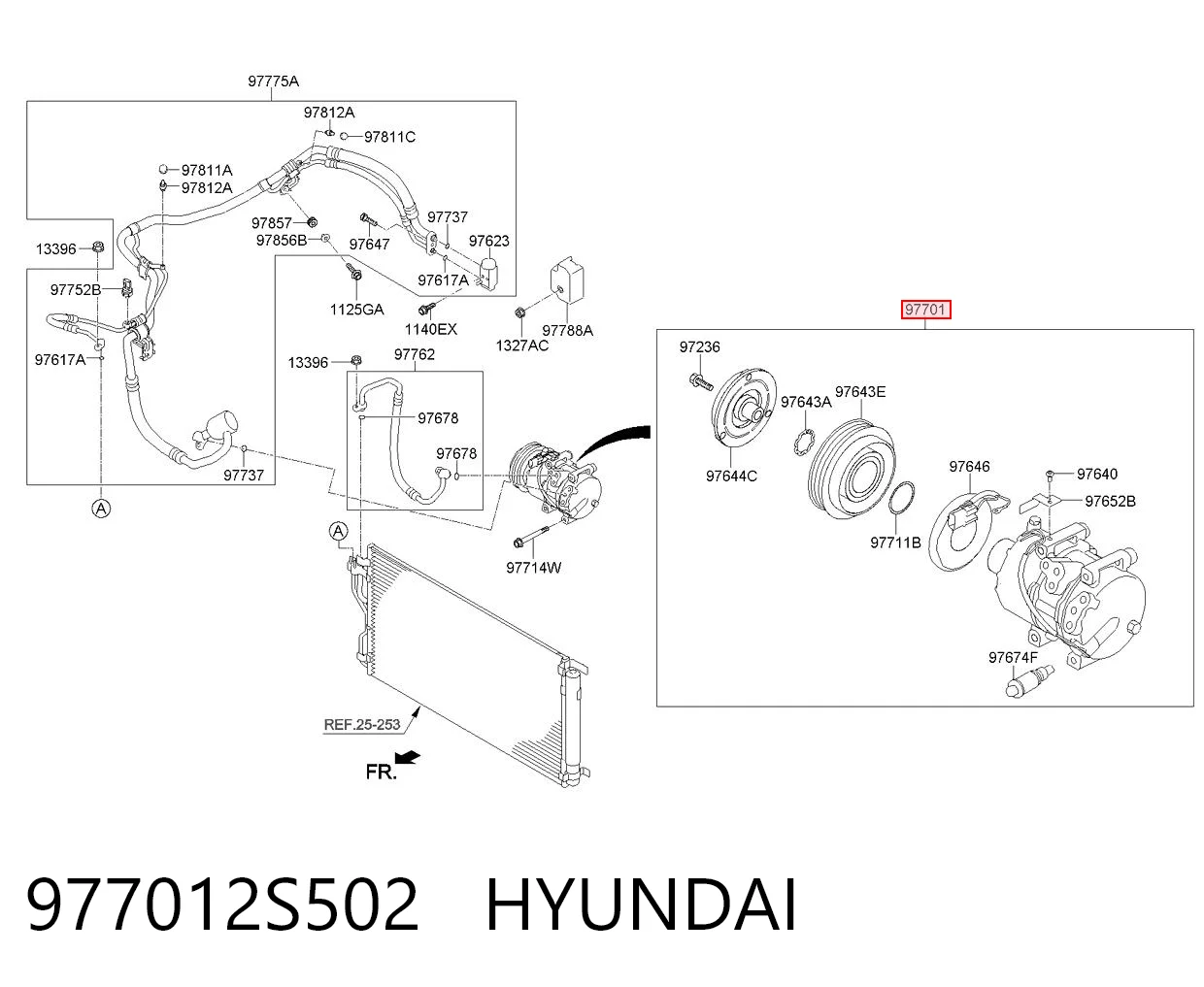 Compresor de aire acondicionado 977012S502 HYUNDAI