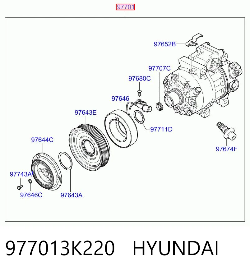 977013K220 Hyundai/Kia Compresor climatizador