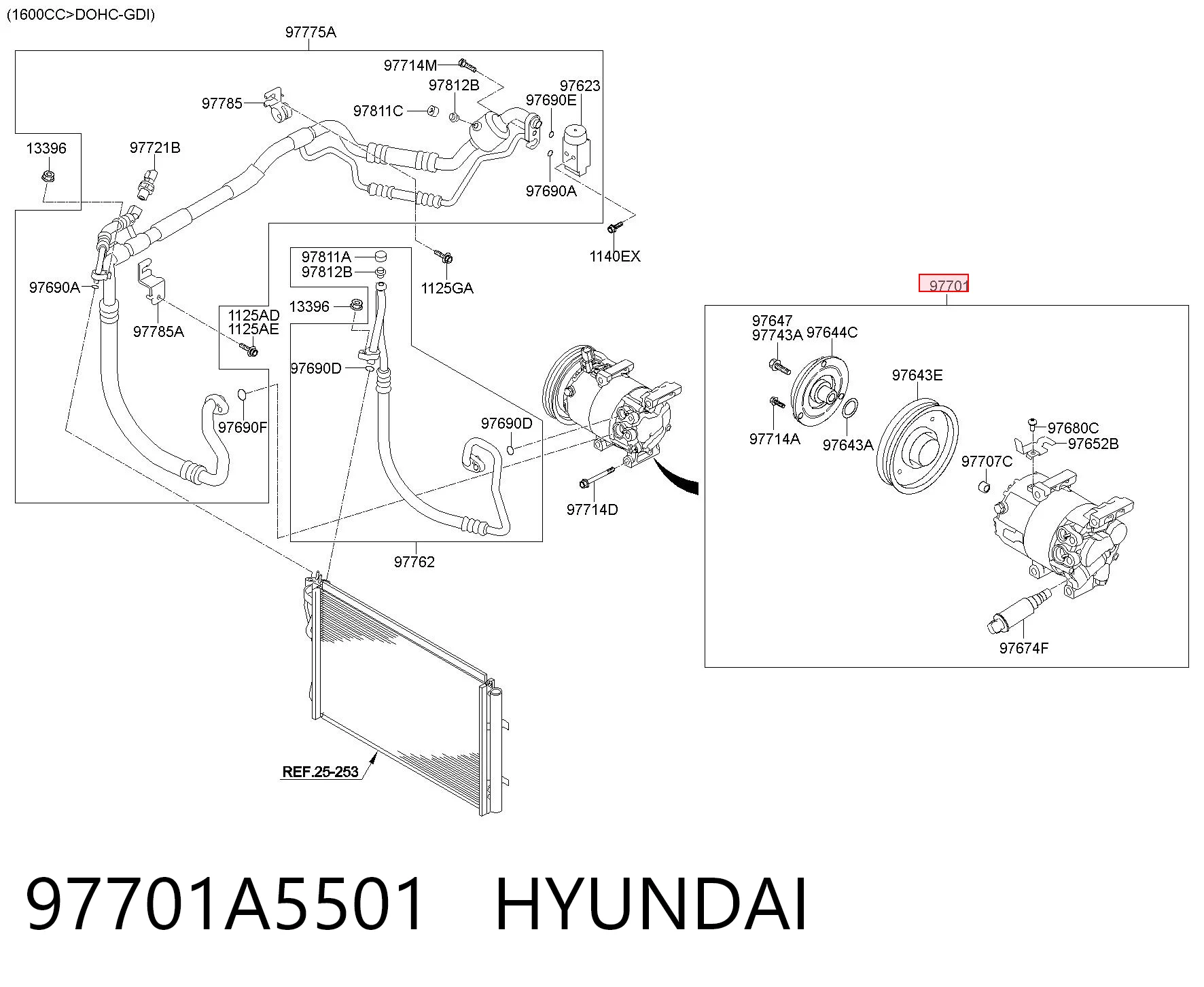 97701A5501 Hyundai/Kia Compresor climatizador
