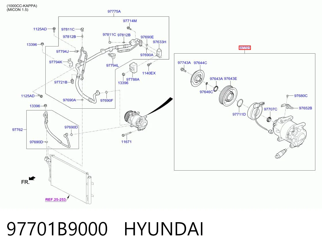 97701B9000 Hyundai/Kia Compresor climatizador