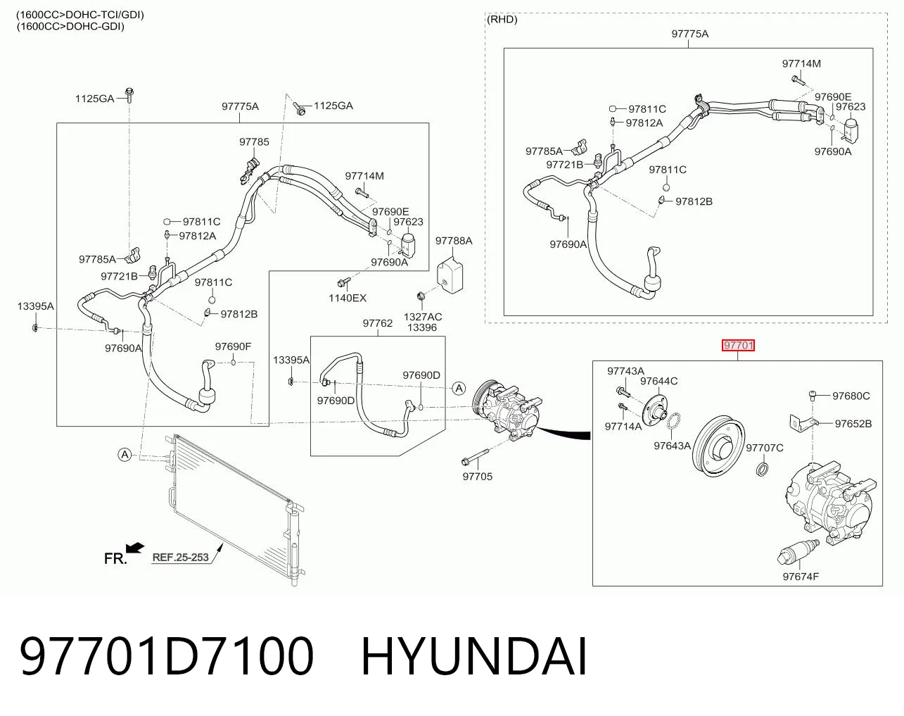 97701D7100 Hyundai/Kia Compresor climatizador