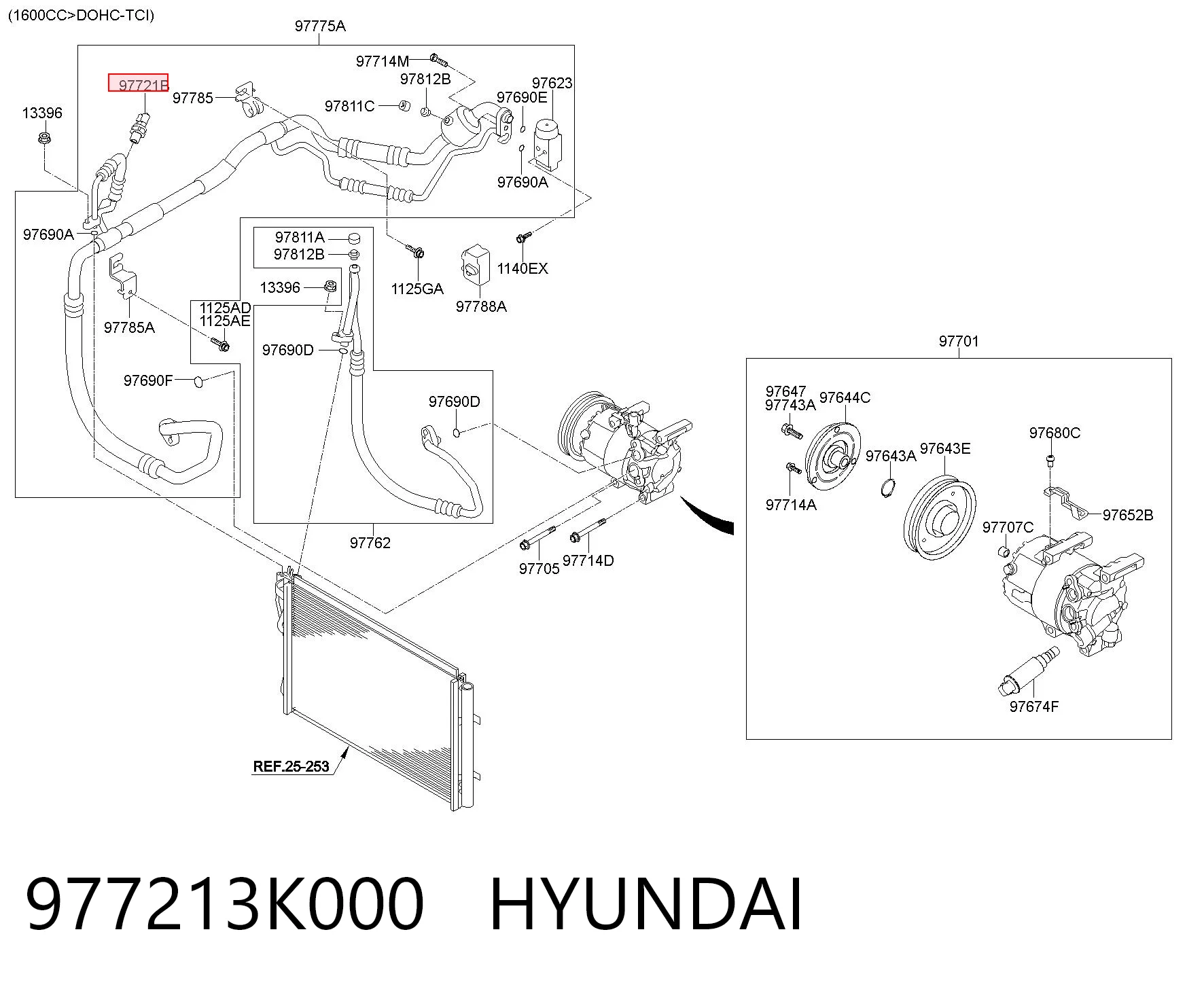 977213K000 Hyundai/Kia Sensor de baja presion aire acondicionado