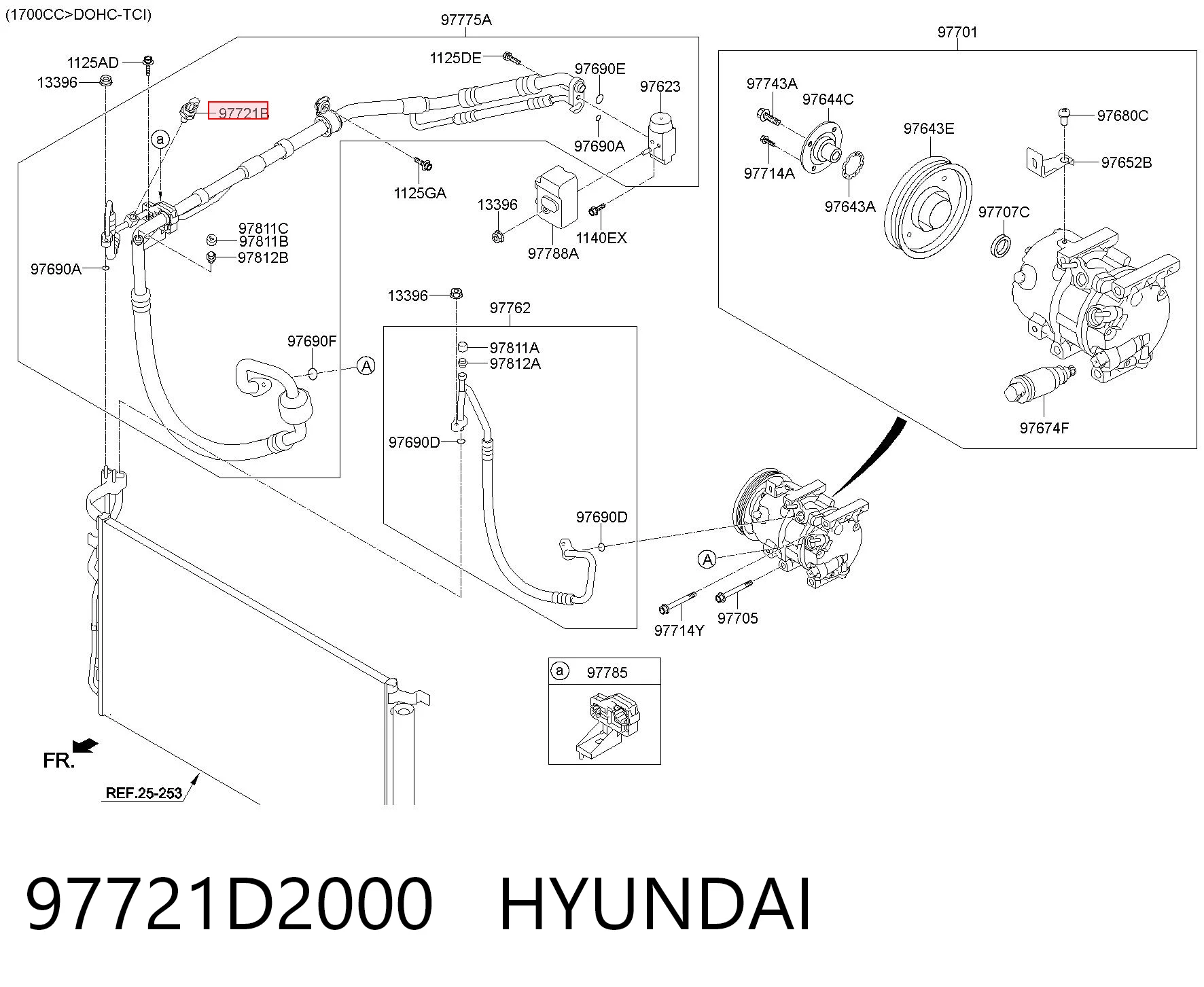 97721D2000 Hyundai/Kia Sensor de baja presion aire acondicionado