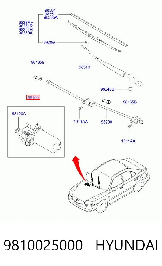 Motor del limpiaparabrisas Hyundai Coupe I coupé (RD) (1996 - 2002) precio, desde 40,66 EUR