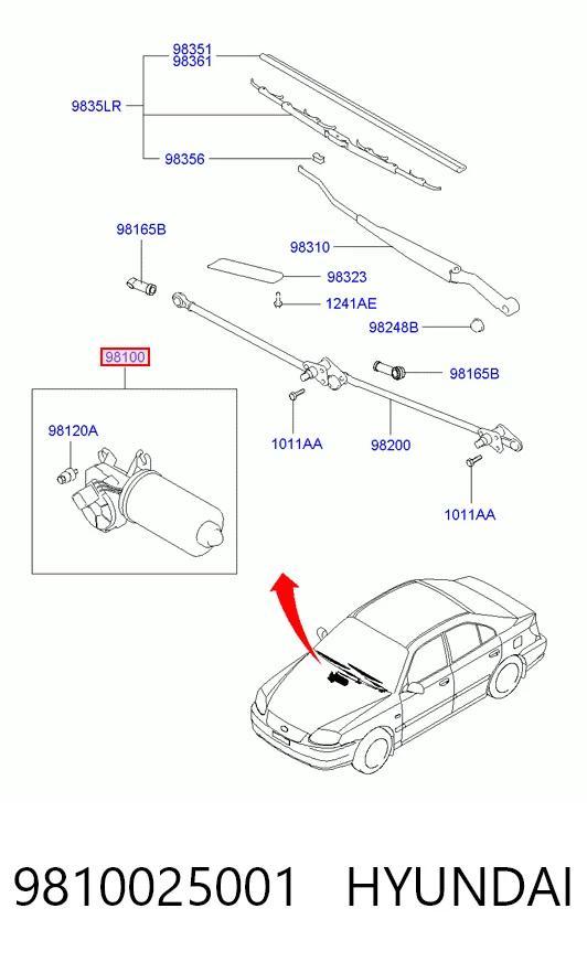 Motor limpiaparabrisas para Hyundai Accent I 