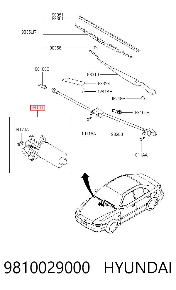 Motor del limpiaparabrisas Hyundai Accent I sedán (1994 - 2001) precio, desde 40,66 EUR