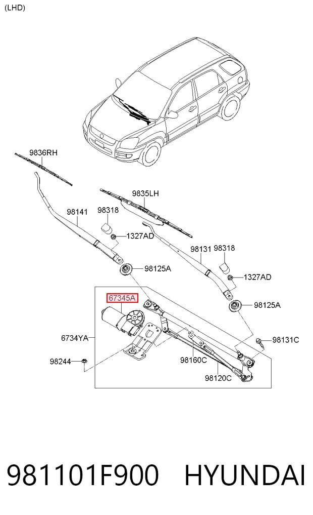 Motor del limpiaparabrisas Hyundai Tucson I SUV (JM) (2004 - 2010) precio, desde 57,05 EUR