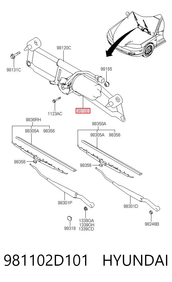Motor limpiaparabrisas para Hyundai Elantra III XD