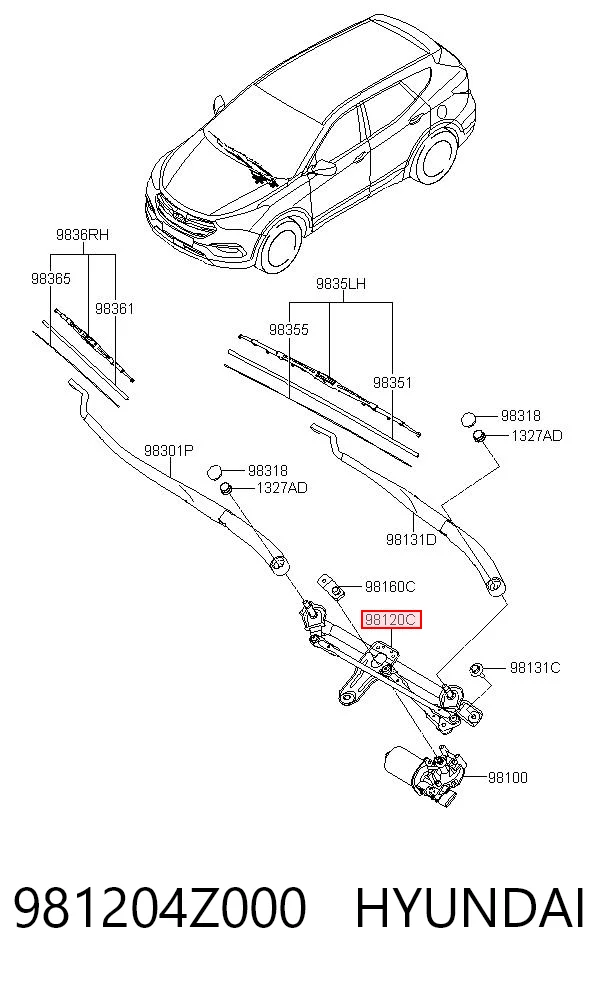 Comprar Trapezio del limpiaparabrisas Hyundai Santa Fe III DM a bajo precio