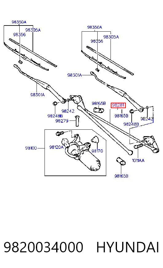 Comprar Trapezio del limpiaparabrisas Hyundai Sonata III Y-3 a bajo precio