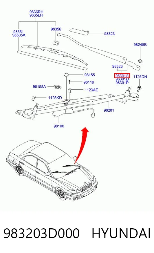 Brazo del limpiaparabrisas lavado de parabrisas para Hyundai Sonata IV EU4