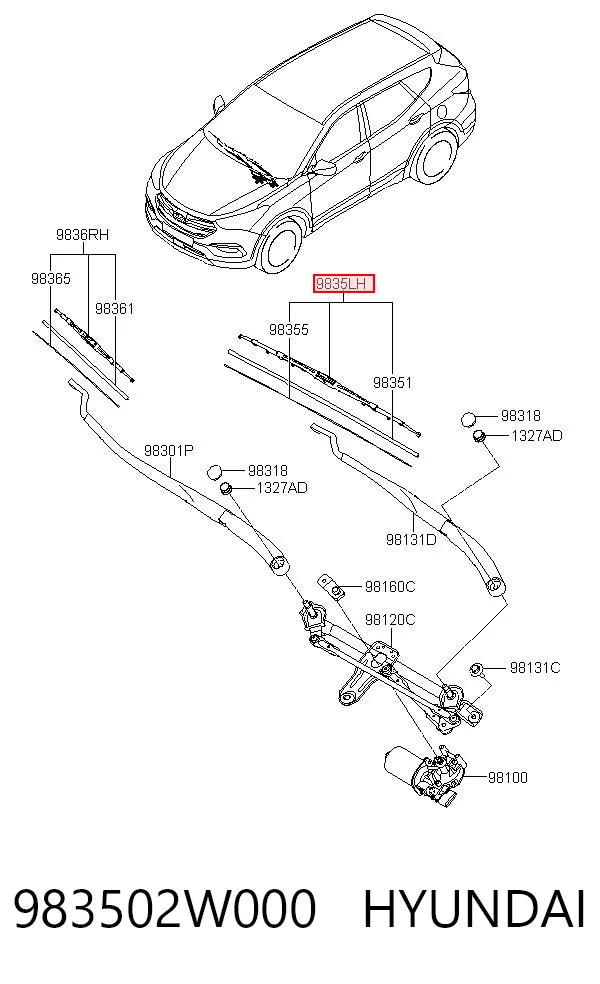 983502W000 Hyundai/Kia Limpiaparabrisas delantera conductor