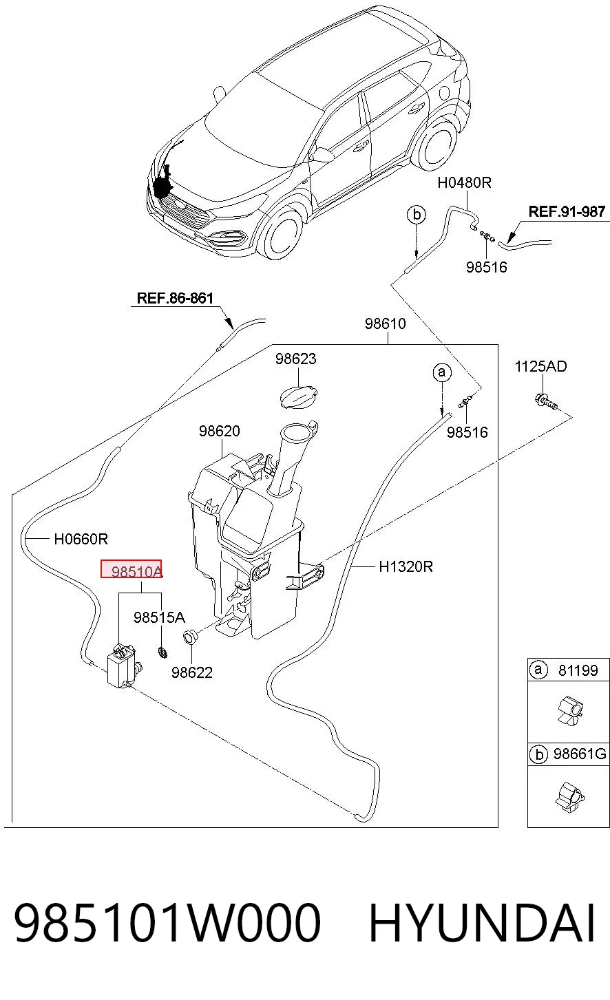 985101W000 Hyundai/Kia Bomba-motor del lavaparabrisas trasero