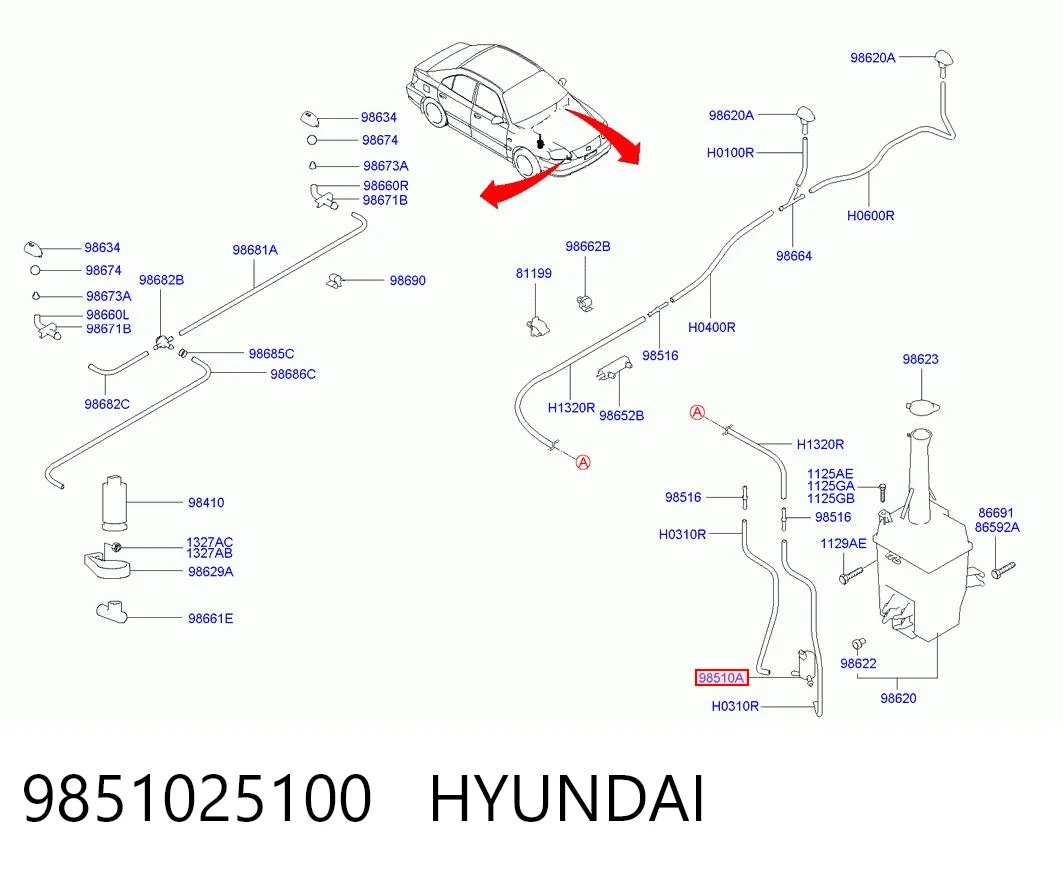 9851025100 Hyundai/Kia Bomba-motor de limpiaparabrisas delantero/trasero