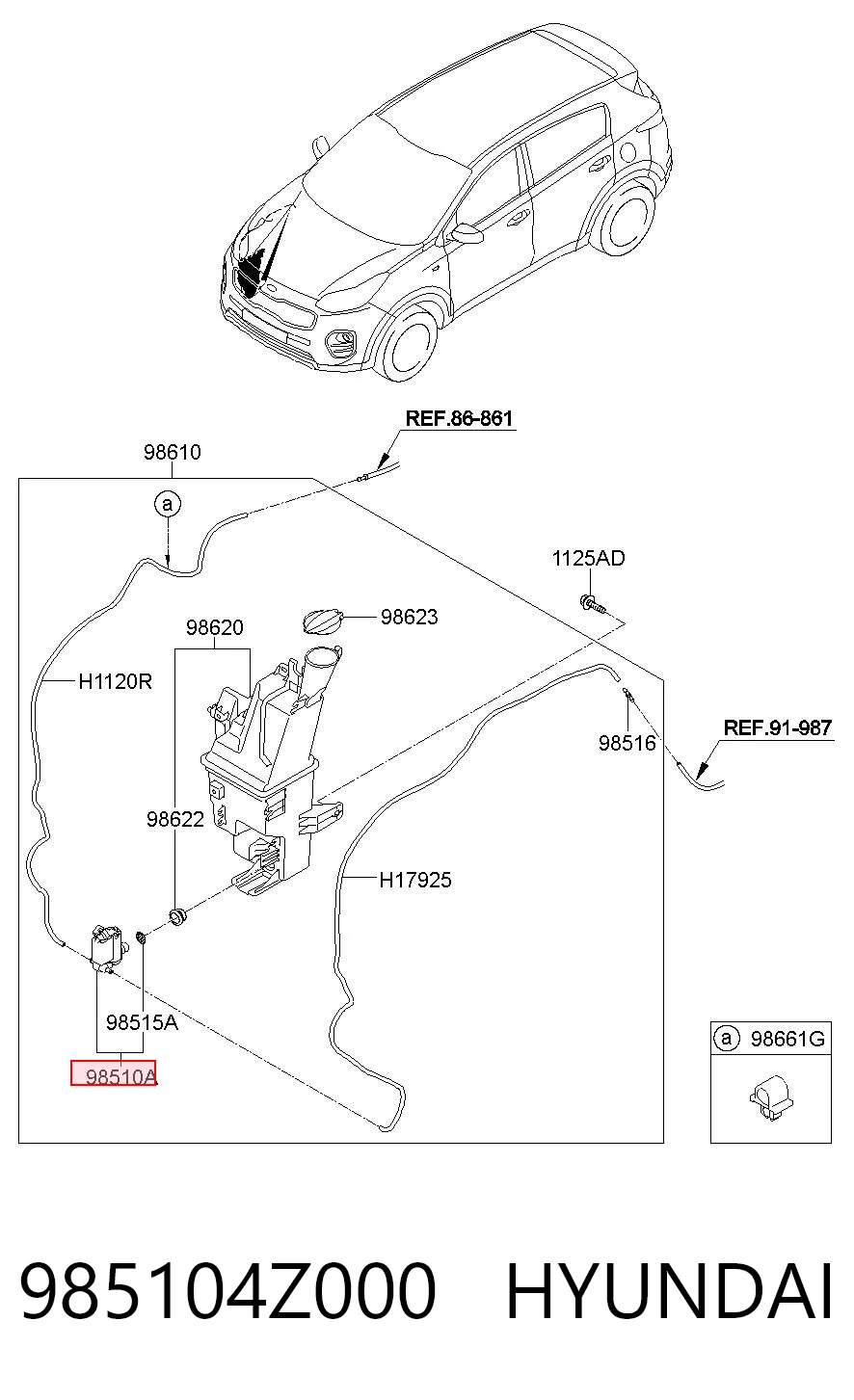 985104Z000 Hyundai/Kia Bomba-motor de limpiaparabrisas delantero/trasero