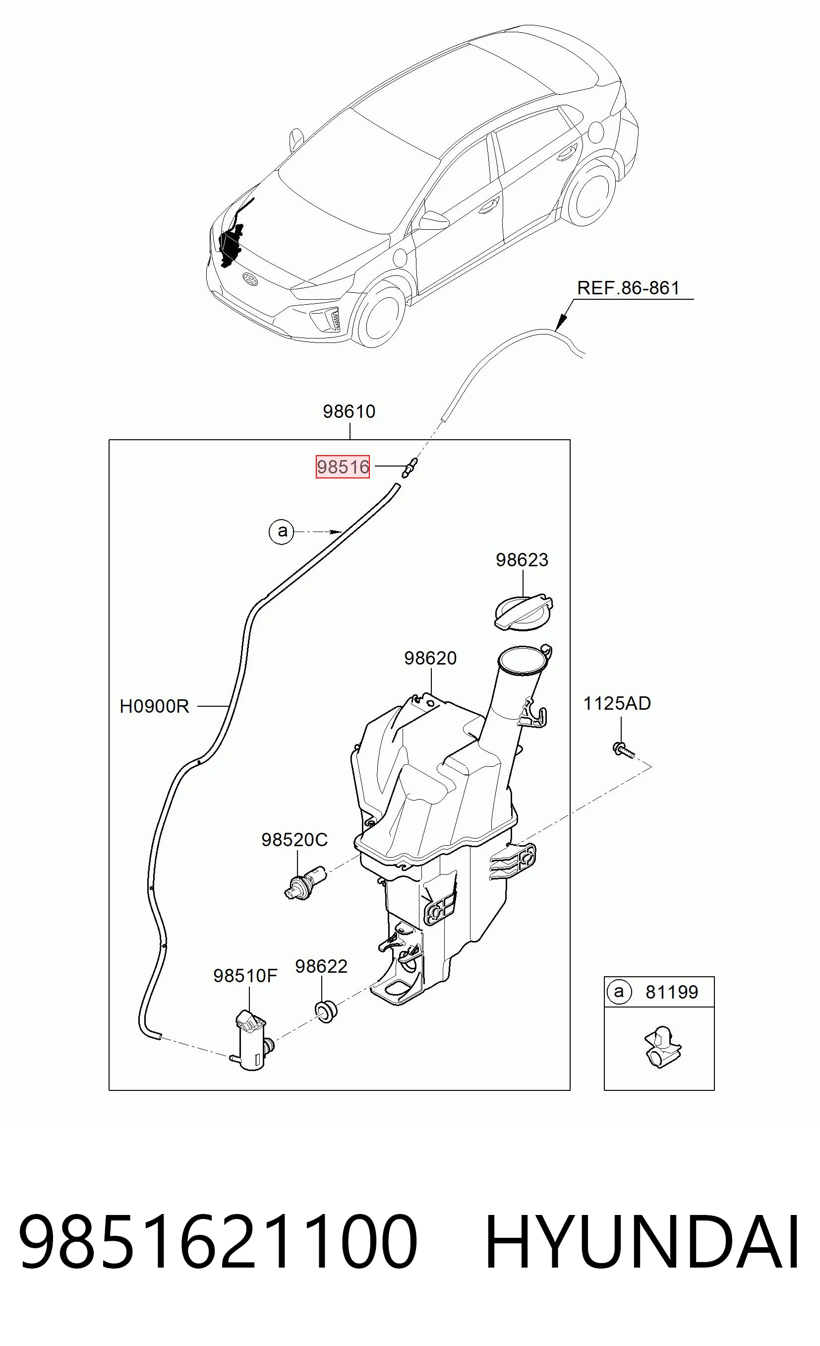 9851621100 Hyundai/Kia T de la lavadora de parabrisas