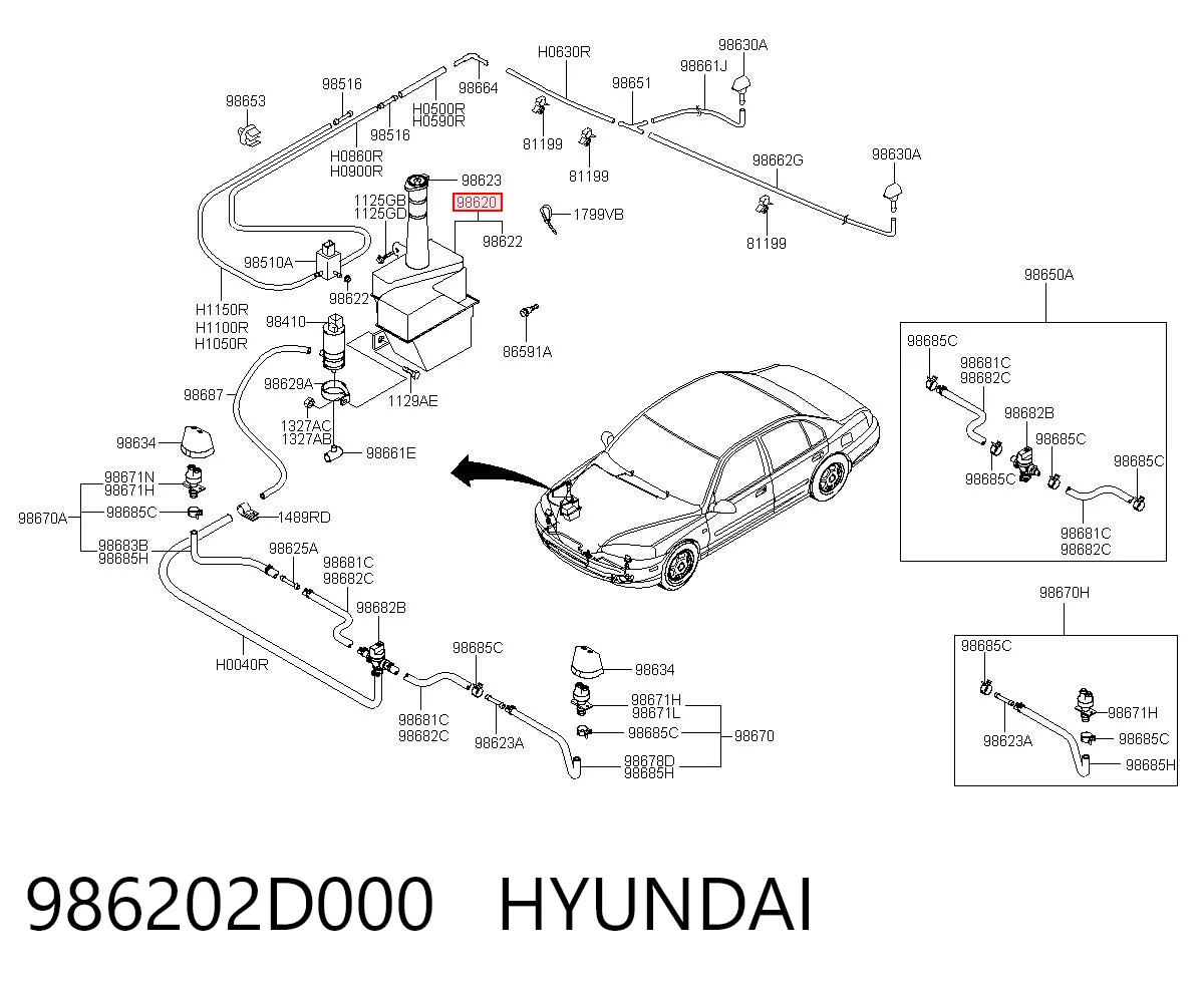 Comprar Depósito de líquido limpiaparabrisas Hyundai Elantra III XD a bajo precio