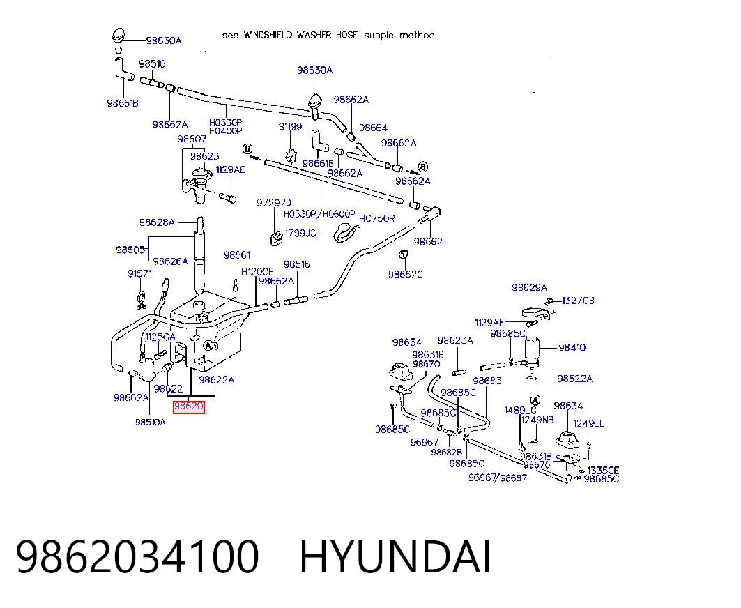 Comprar Depósito de líquido limpiaparabrisas Hyundai Sonata III Y-3 a bajo precio
