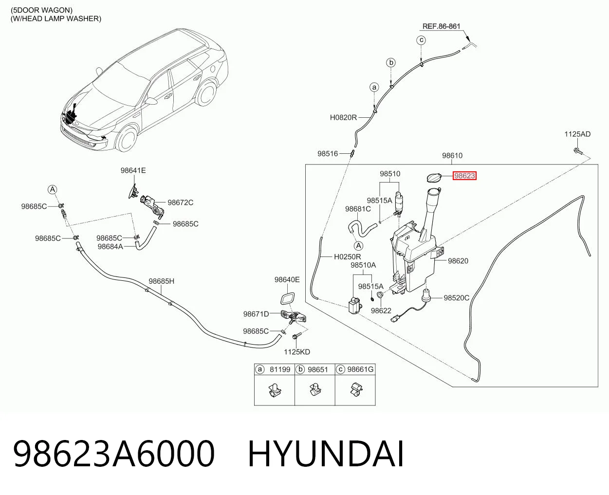 98623A6000 Hyundai/Kia Botella limpiaparabrisas