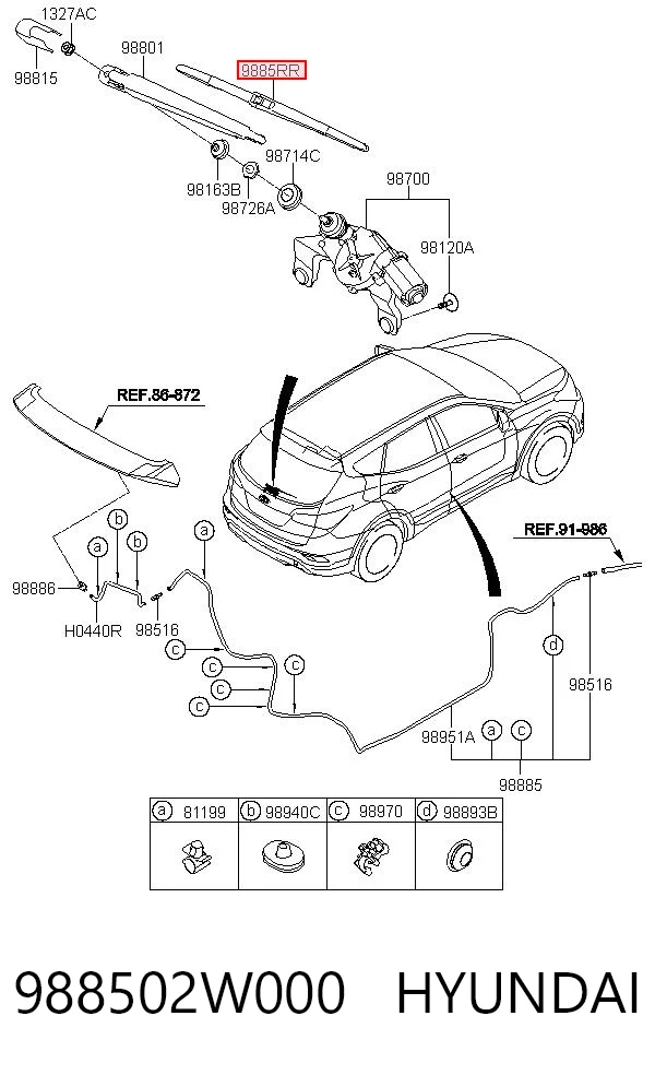 988502W000 Hyundai/Kia Limpiaparabrisas trasero