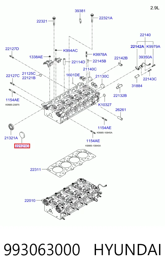Tapa de bloque motor para Hyundai Galloper  JK