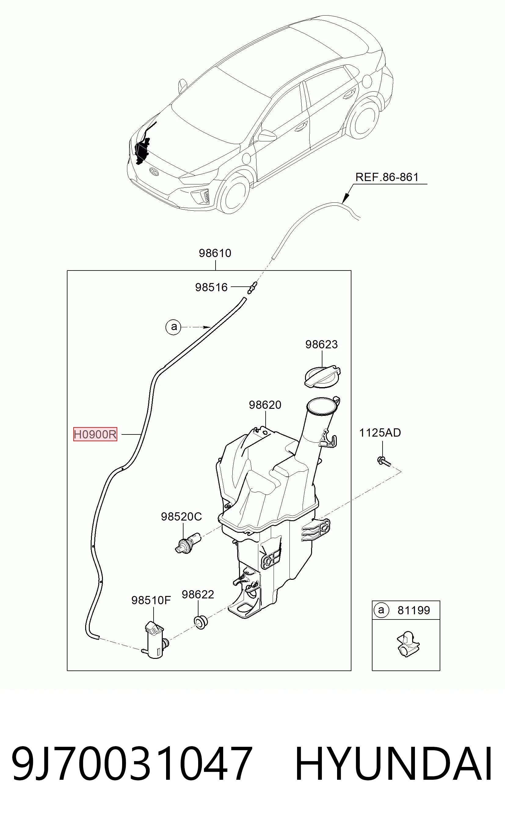 9J70031047 Hyundai/Kia Manguera lavaparabrisas