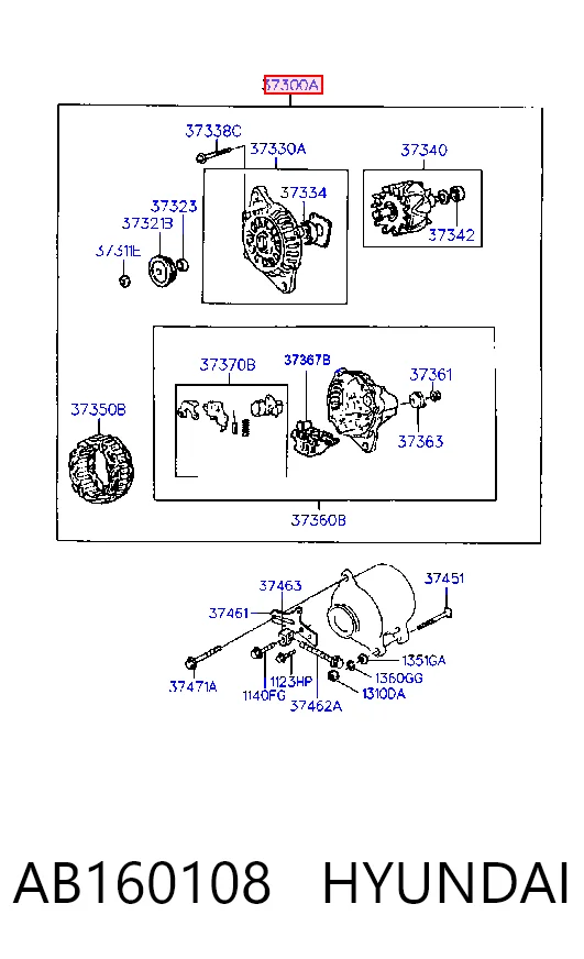 AB160108 Hyundai/Kia Alternador de coche