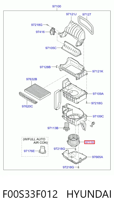 F00S33F012 Hyundai/Kia Ventilador de habitáculo
