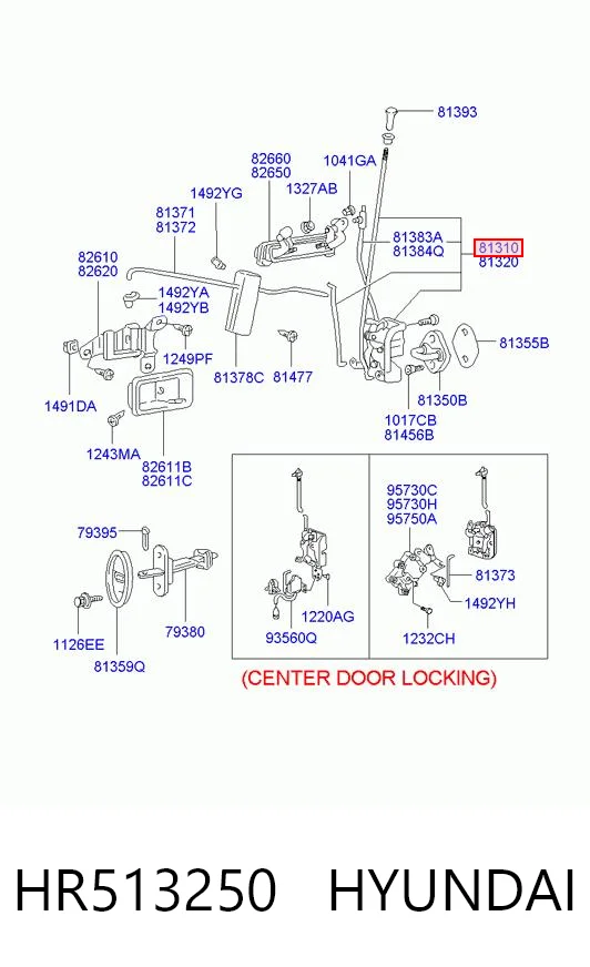 Cerradura de puerta para Hyundai Galloper  JK