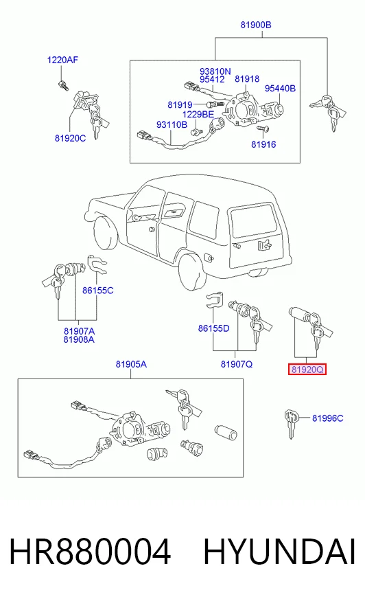 Comprar Cilindro de cerradura de portón trasero Hyundai Galloper  JK a bajo precio