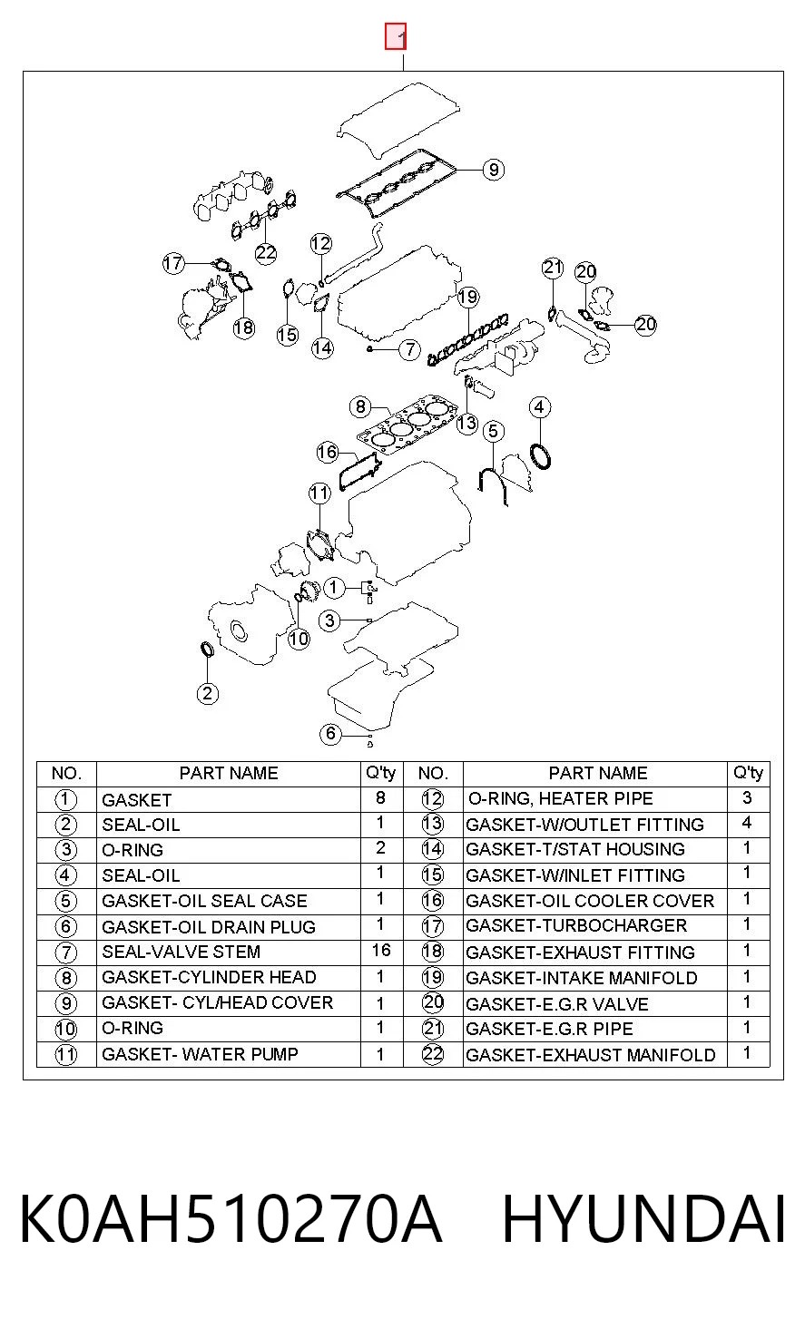 K0AH510270A Hyundai/Kia
