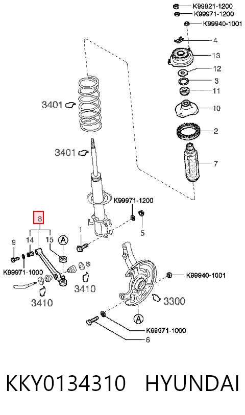 Brazo inferior izquierdo/derecho de suspensión delantera KKY0134310 HYUNDAI