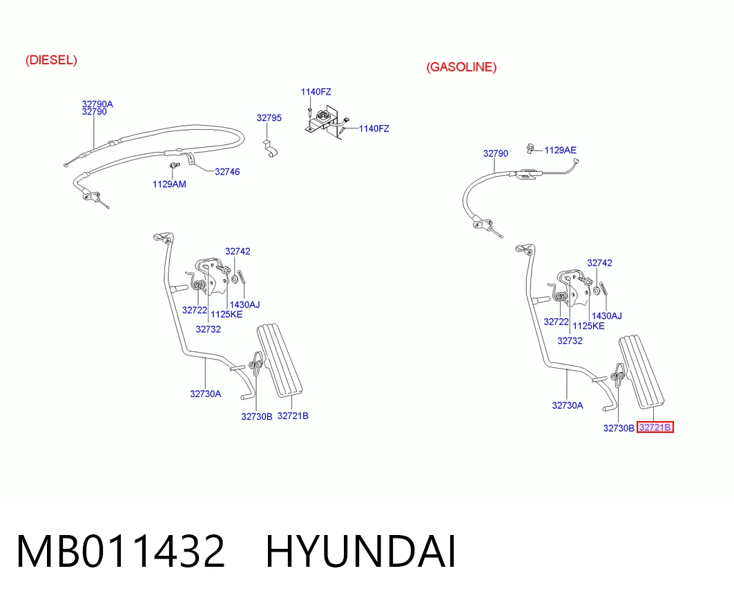 Pedal de aceleracion Hyundai Galloper  (1997-2003)