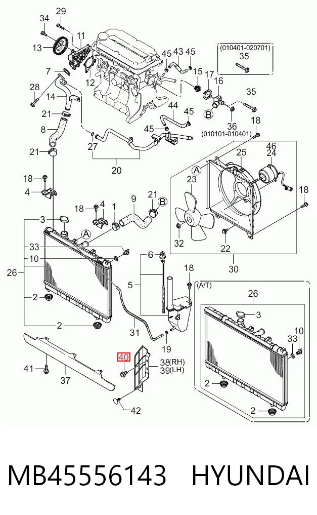 MB45556143 Hyundai/Kia Clip de fijación del guardabarros delantero