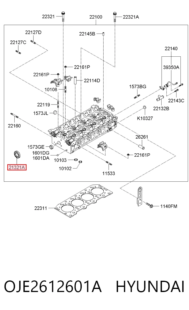 Retén delantero del árbol de levas OJE2612601A HYUNDAI